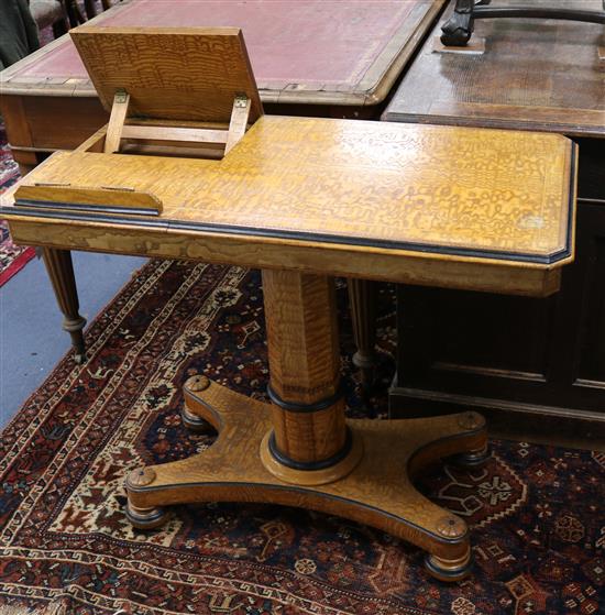A Victorian Hungarian ash adjustable reading table W.92cm